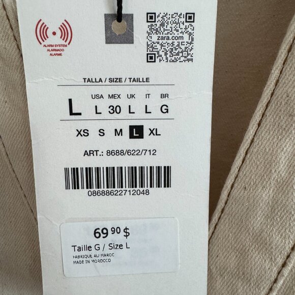 Zara - ECRU Belted Balloon Sleeve Midi Dress - L - Picture 6 of 6